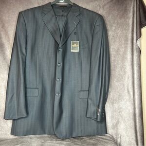 Zandello Men's Gray-Blue Shadow Stripe Two-Piece Suit L54W49 Ventless NWT